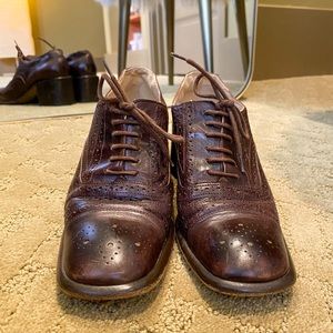 Vintage Joan & David Italian Brown Lace-Up Oxfords